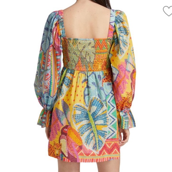 NWOT Farm Rio Summer Tapestry Smocked Minidress - Picture 3 of 4
